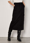 Cotton Cargo Midaxi Skirt, Black, large