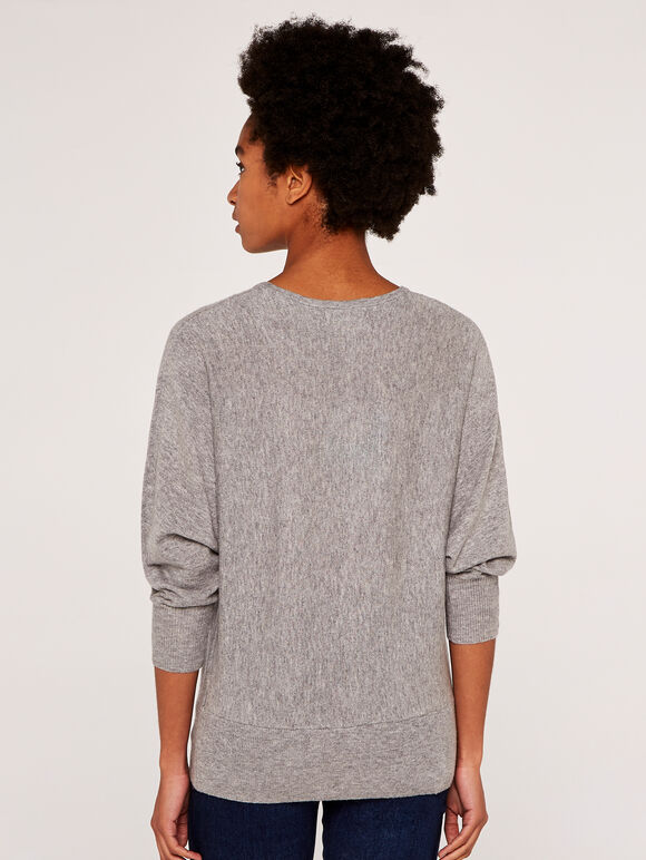 Heart Batwing Jumper, Grey, large
