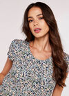 Watercolour Tulip Sleeve Top, Navy, large