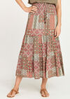 Geo Tile Print in 2in1 Skirrt, Khaki, large