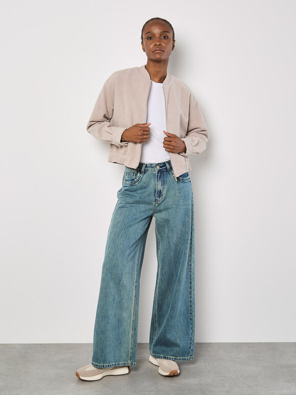 Soft Tailored Bomber Jacket, Stone, large
