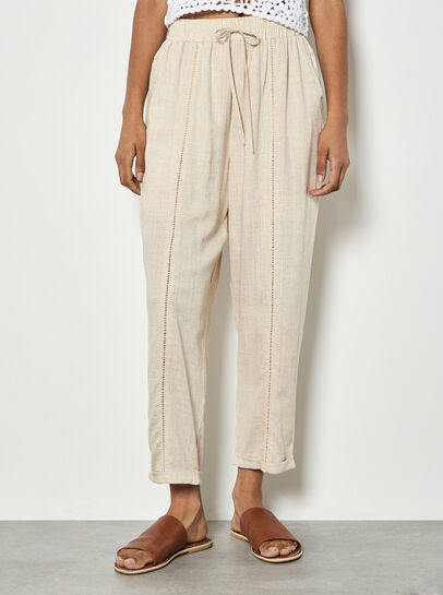 Ladder Lace Insert Linen Joggers