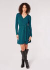 Geometric Diamond Wrap Mini Dress, Green, large