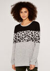 Animal Colourblock Stripe Jumper, Grey, large