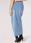 Button Down Denim Midi Skirt, Blue, large