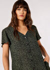 Irregular Spot Print Mini Dress, Khaki, large