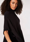 Oversized Pointelle Cape Jumper, Black, large