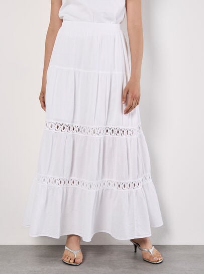 Tiered Crochet Insert Maxi Skirt