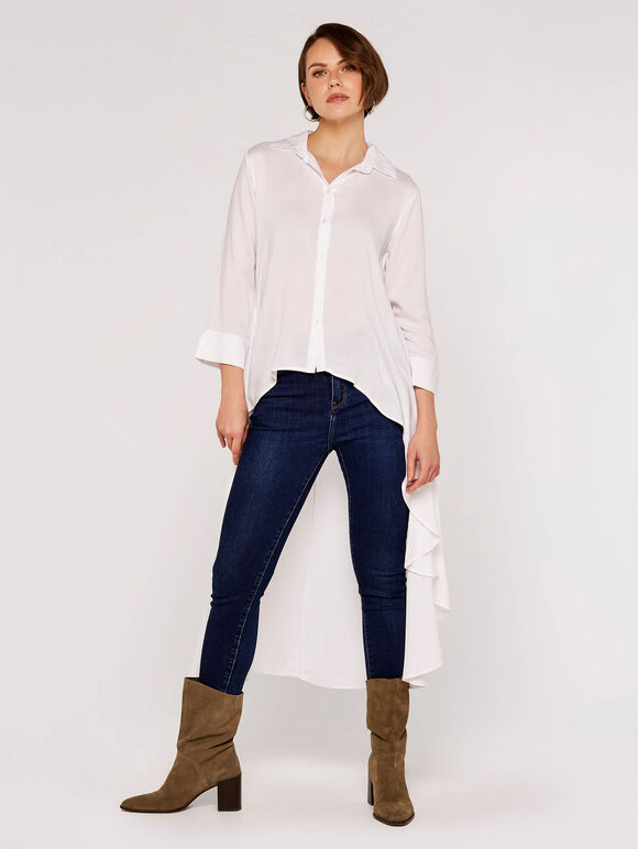 Herringbone Jacquard Shirt, White, large