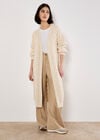 Chunky Cable Knit Longline Cardigan, Cream, large