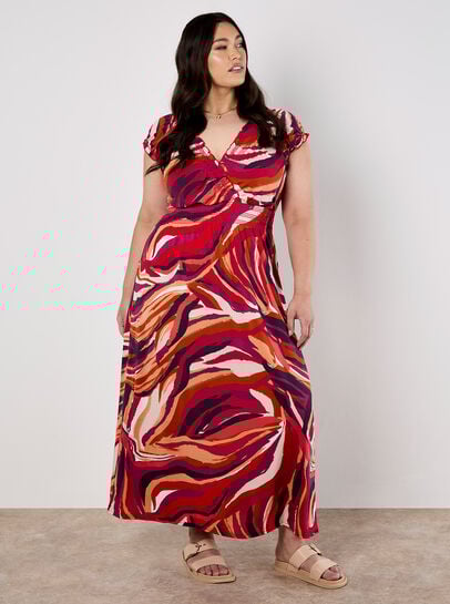 Curve Swirl Smock Maxi Dress