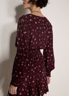 Vintage Floral Crepe Mini Dress, Burgundy, large
