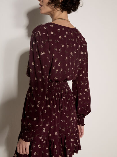 Vintage Floral Crepe Mini Dress