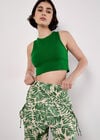 Tropical Leaf Print Tapered Joggers, Green, large