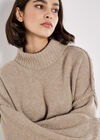 Oversized Fluffy Knit Jumper Mini Dress, Stone, large