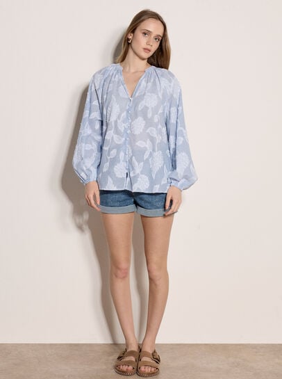 Embroidered Floral Stripe Blouse