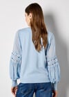 Contrast Chiffon Sleeves Jumper, Sky Blue, large