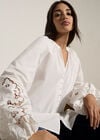Cotton Cut-Out Blouse, White, large