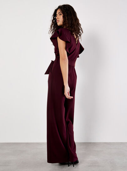 Ruffle Sleeve Jersey Jumpsuit