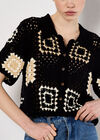 Crochet Squares Top, Black, large
