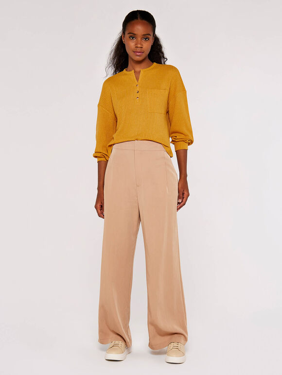 Waffle Boxy Jumper, Mustard, large