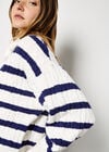 Stripe Cable Knit Jumper, White, large