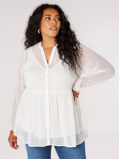 Curve Dobby Tiered Blouse