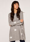 Lurex Star Oversized Jumper, Grey, large
