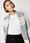 Stripe Colour Block Long Cardigan, Light Grey / Silver, large