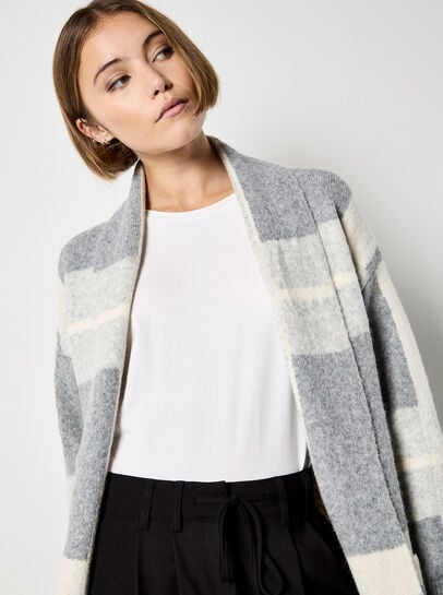 Stripe Colour Block Long Cardigan