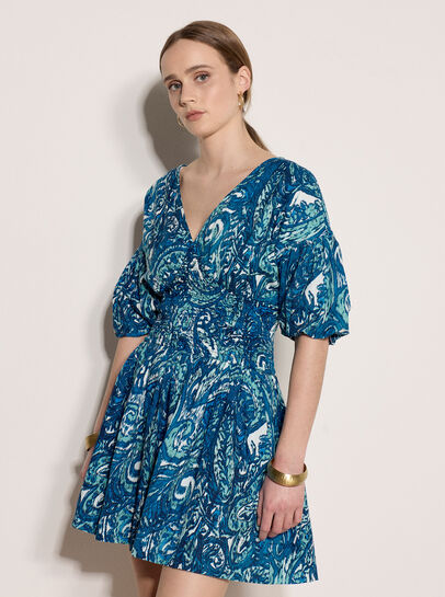 Paisley Bubble Hem Mini Dress