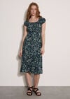 Watercolour Leaf Midi Dress, Navy, large