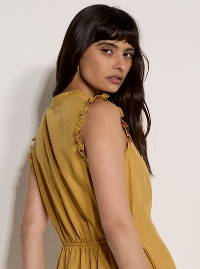 Ruffle Button-Down Mini Dress