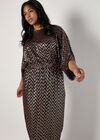 Curve Chevron Mirror Sequin Midi Dress, Brown, large