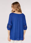 Crochet Detailled Slub Top, Blue, large