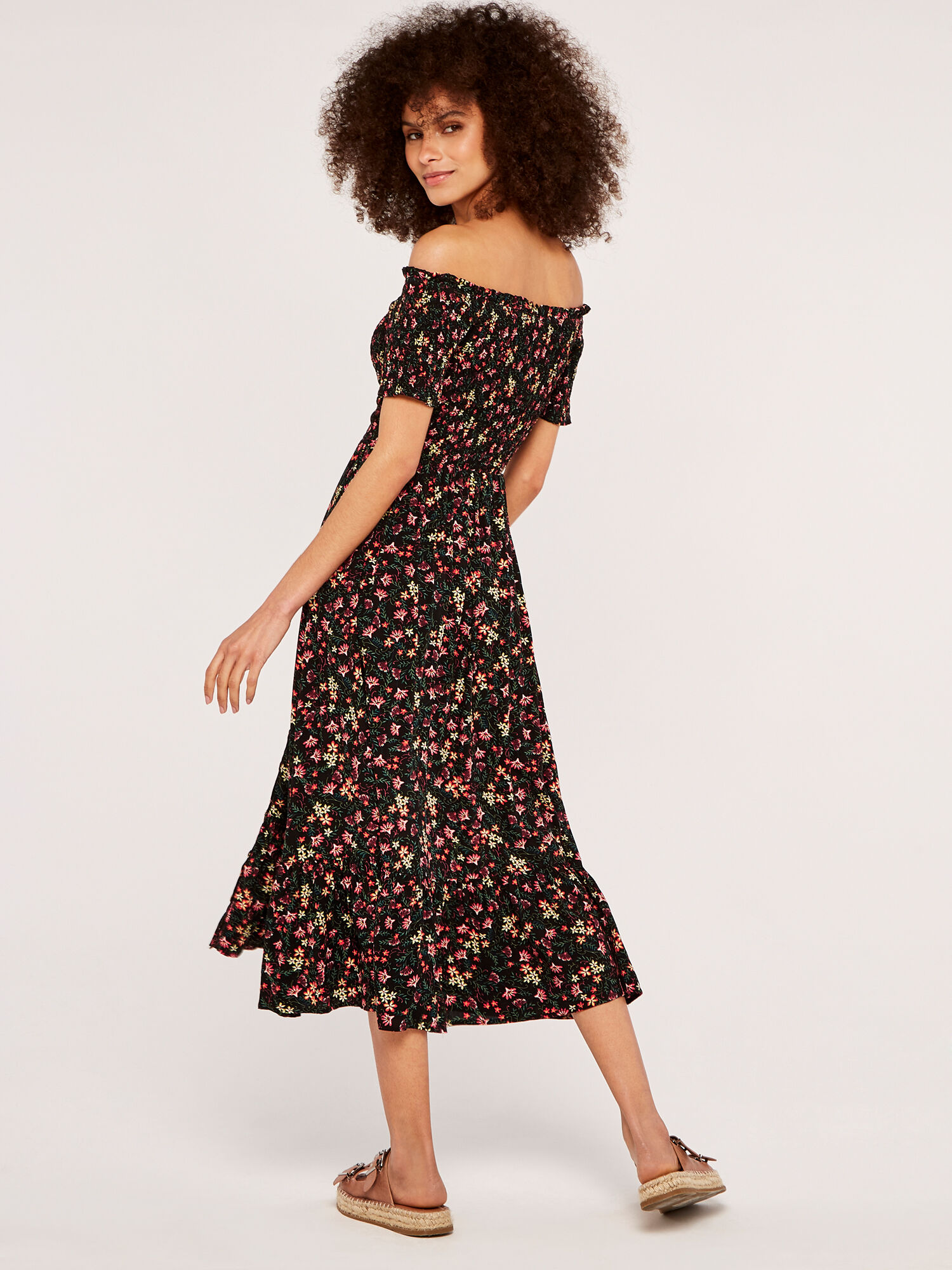 Morris Wildflower Bardot Dress | Apricot UK