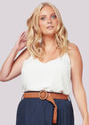 Shimmer Crinkle Belted Skirt, Navy, large