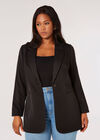 Curve Tailored One Button Blazer, Black, large