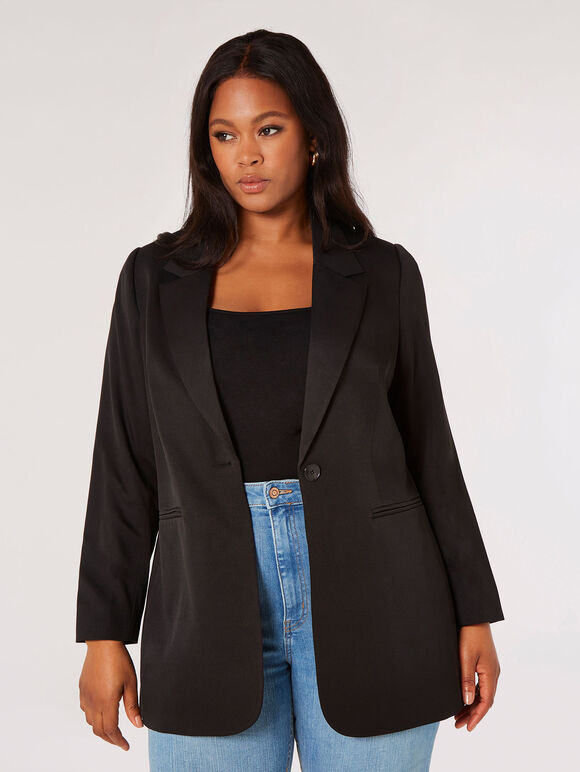 Maßgeschneiderter One-Button-Blazer von Curve, Schwarz, Größe L