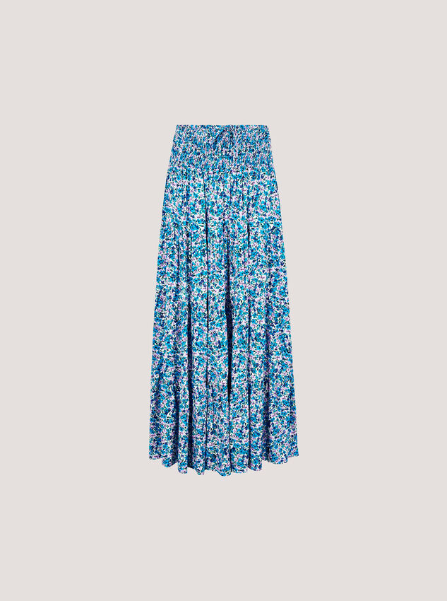 Ditsy Floral Tiered Maxi Skirt, Cream, large