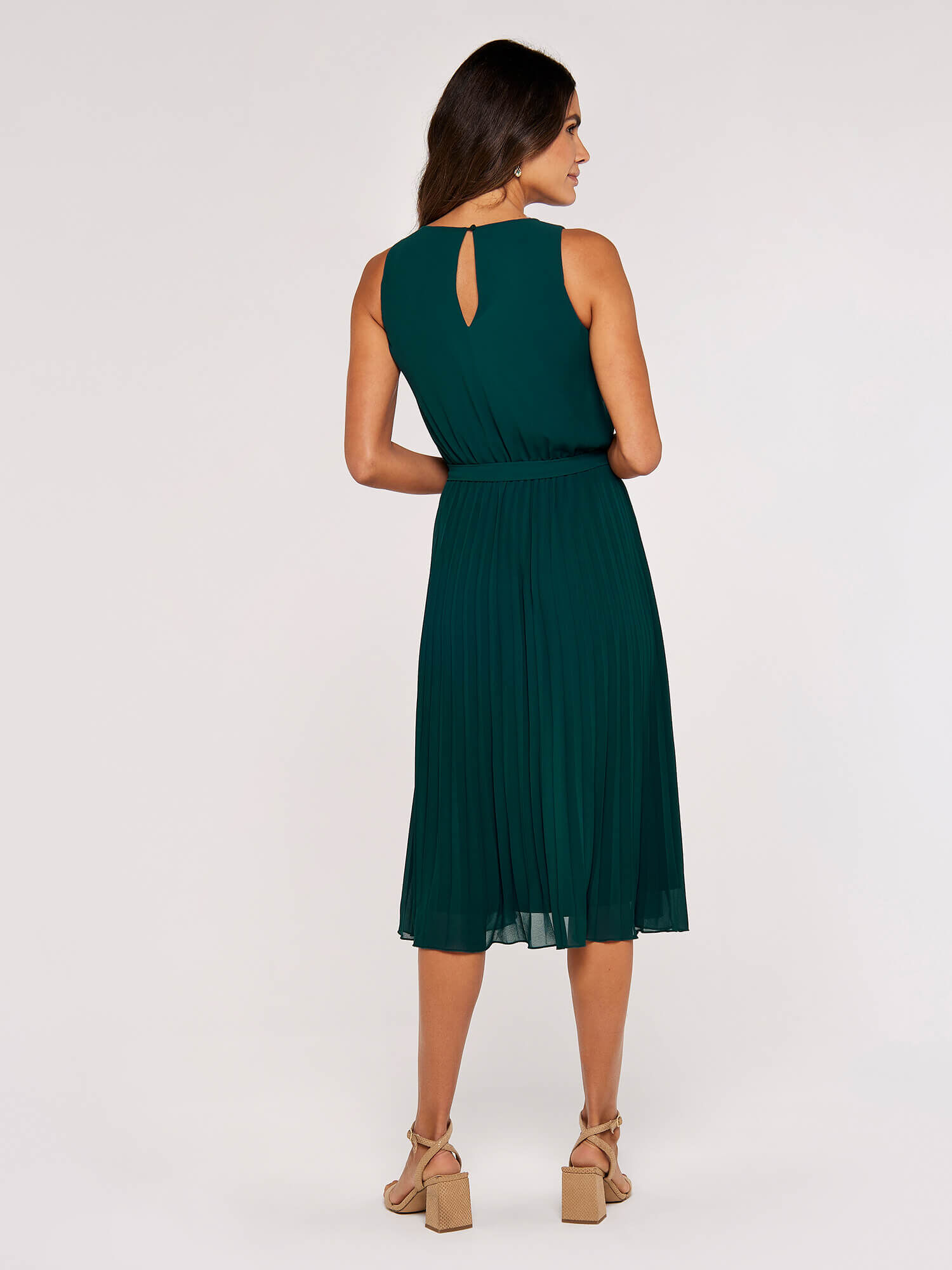 Warehouse pleated shop midi dress green