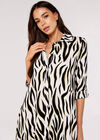 Zebra Oversized Shirt Mini Dress, Cream, large