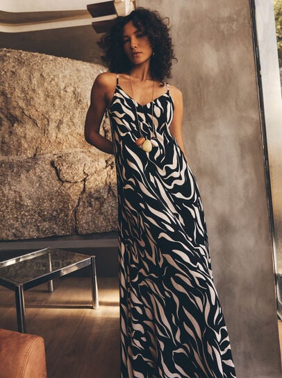 Animal Print Trapeze Cami Maxi Dress