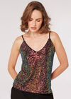Sequin Camisole Top , Black, large