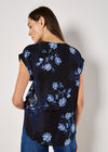Floral Print Woven T-Shirt, Navy, large