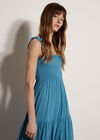 Smock Tiered Midi Dress, Blue, large