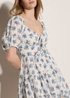 Cotton Dobby Floral Mini Dress, White, large