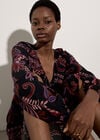 Crepe Folk Floral Midi Dress, Purple, large