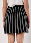 Chevron Stripe Knitted Mini Skirt, Black, large