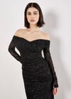 Sparkle Mesh Maxi Dress, Black, large